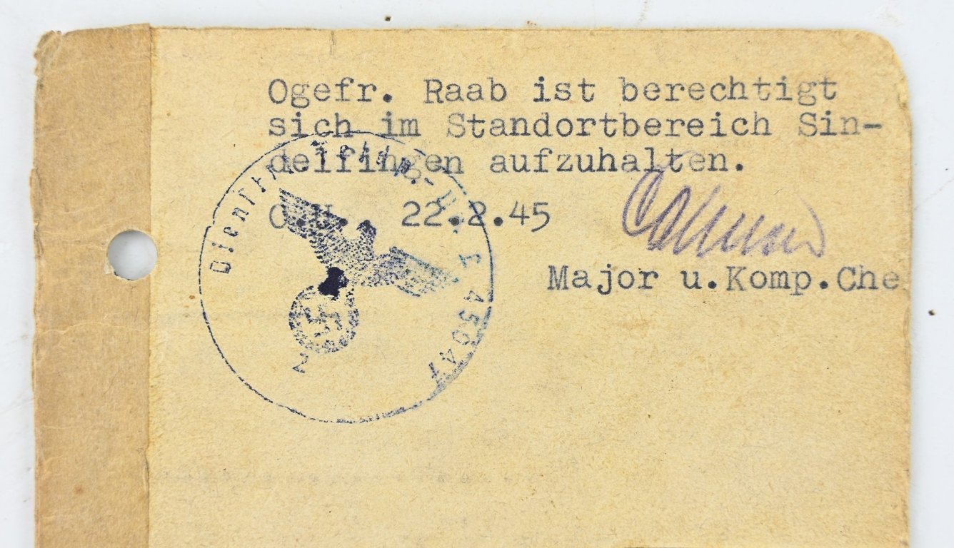 German LW Soldbuch Extra Document