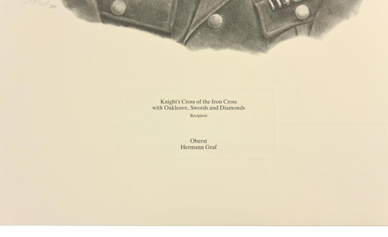 German Litho Print of LW Flight Ace 'Hermann Graf'