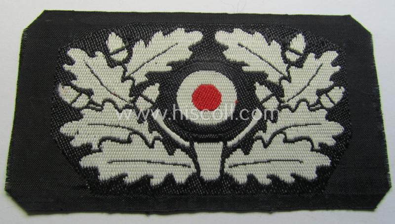 Superb - and scarcely encountered! - early-war-period type (ie. I deem around 1939/40) WH (Heeres) 'BeVo'-woven eagle- and cocarde-insignia-set as was specifically intended for usage on the black-coloured 'Panzer'-beret (ie. 'Panzerschutzmütze'...