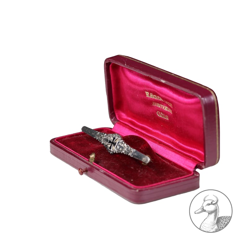 Patriotische Damenspange Eisernes Kreuz 1914 Juwelier Goldschmidt Köln Silber 800