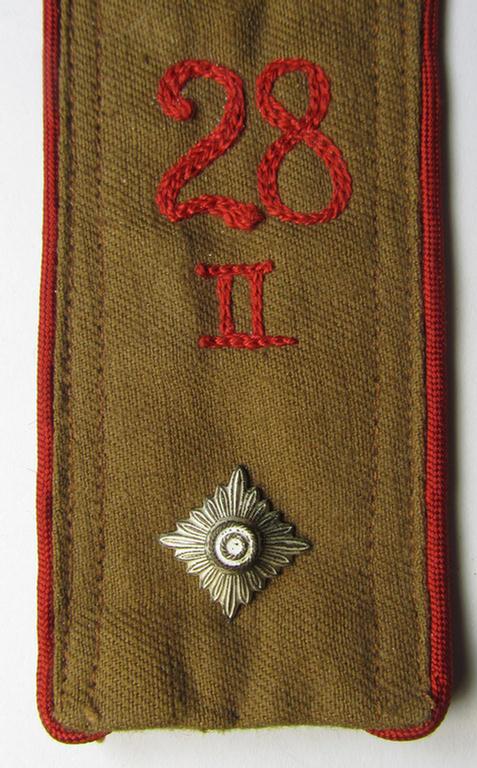Attractive - albeit regrettably single! - early-pattern, so-called: 'Allgemeine-HJ' (ie. 'Hitlerjugend') shoulderstrap as was intended for usage by a: 'Kameradschaftsführer' who was attached to the: 'Bann 28 - II' (Bann 28 = Bann Mittelrhein)