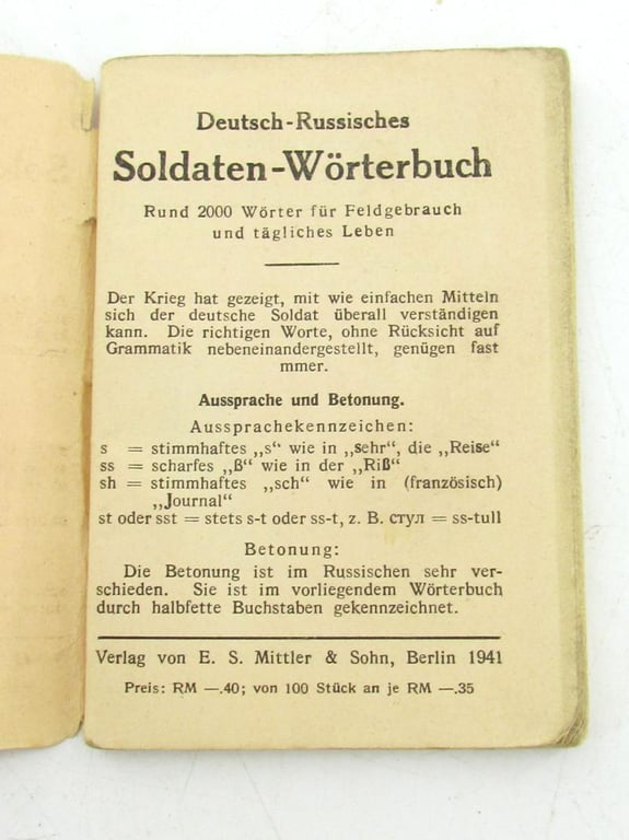 German-Russian Soldiers' Dictionary 1941
