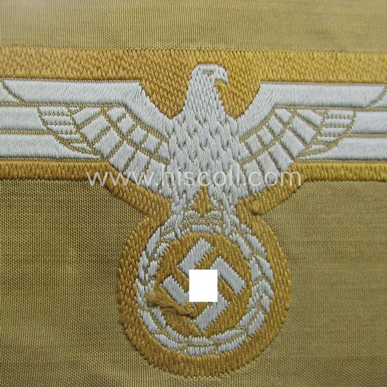 WH (Heeres) 'tropical-issue' (ie. DAK or: 'Deutsches Afrika Korps'-related-) breasteagle, as executed in neat so-called: 'BeVo'-weave style that comes in a 'virtually mint- ie. unissued'-, condition