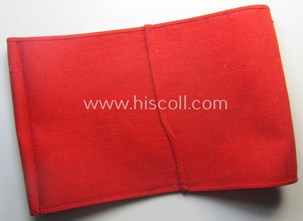 N.S.K.K.-related party-armband (ie. 'Armbinde') being of the 'party woven'-pattern (and showing two clear ink-stamps that both read: 'Nat. Soz. Kraftfahrkorps - Kraftf.Sturm 17/K 38 - Merseburg')