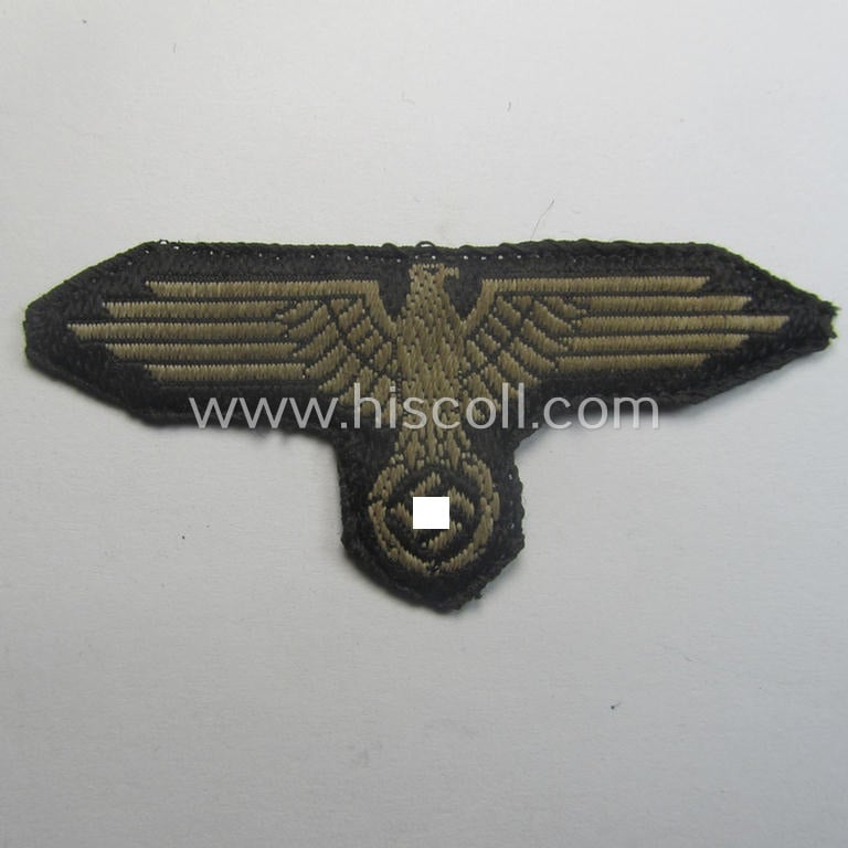 Superb - and nowadays rarely encountered! - Waffen-SS, 'BeVo'-woven-style skull- and cap-eagle-set (ie. 'Totenkopf- u. Adler-Effektensatz für Schiffchen o. Einheitsfeldmütze') that comes in a moderately used- and/or cap-removed, condition