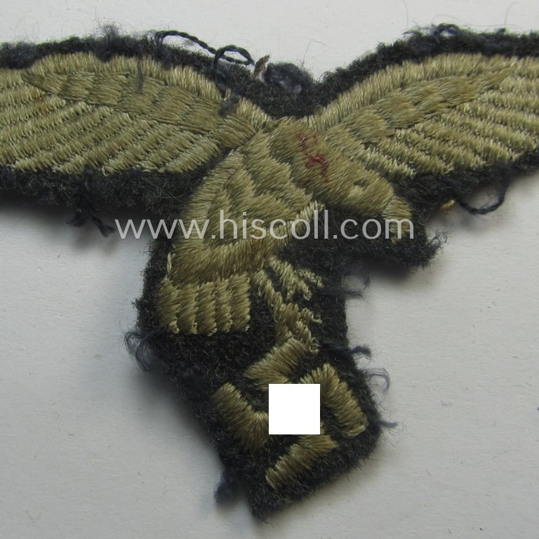 Truly used- ie. worn, WH (Luftwaffe) EM- (ie. NCO-) 'down-tailed'-pattern breast-eagle