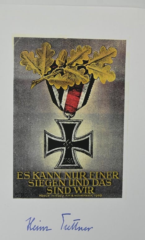 Signature of Luftwaffe KC-OLC Recipient 'Heinrich Trettner'