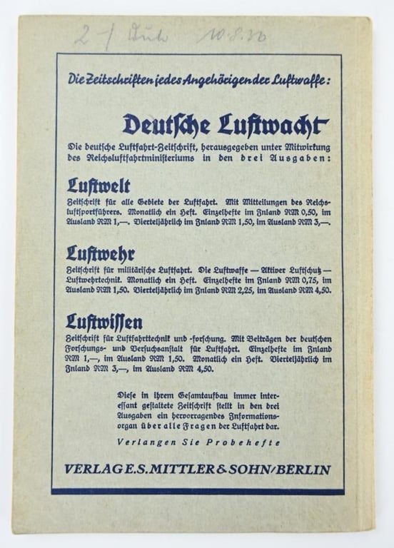 German LW Book 'Der Flugzeugfuhrer'