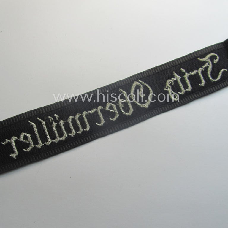 SA- (ie. 'Sturmabteilungen') honorary-cuff-title (ie. 'Ärmelstreifen') entitled: 'Fritz Obermüller' (as was intended for SA-members serving within the: 'SA-Standarte 6 / SA-Gruppe Alpenland')