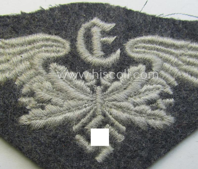 Machine-embroidered, WH (Luftwaffe) trade- ie. special-career-patch as was specifically intended for: 'E-Messleute' and that comes in a possibly issued- albeit 'virtually mint' and/or never tunic-attached, condition