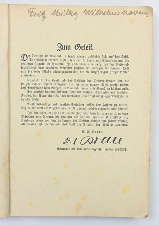 German Third Reich 'Kohler's Flotten-Kalender' 1938