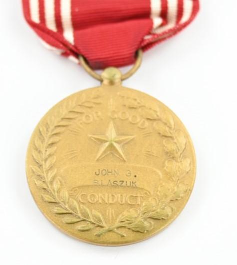 US WW2 Named Good Conduct Medal in Box