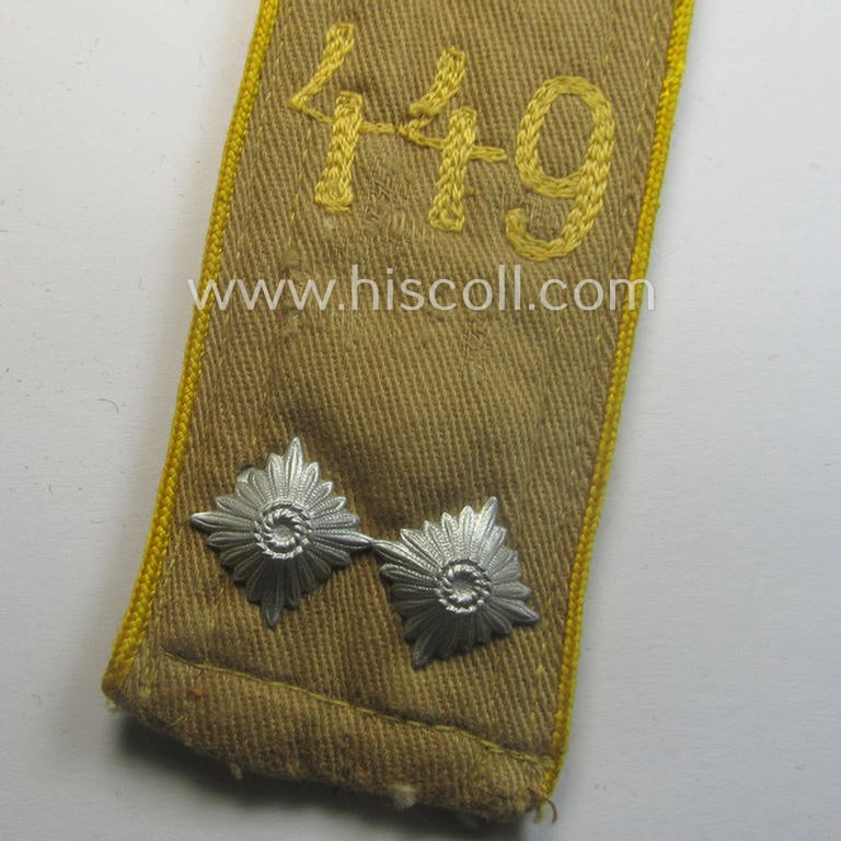 Early-pattern, 'HJ'- (ie. 'Hitlerjugend'-) shoulderstrap for usage by a: 'HJ-Scharführer' who was attached to the: 'Oberbann 2 - Bann 449' (Bann 449 = 'Bann Gandersheim' situated in the 'Gebiet Nord-Niedersachsen')