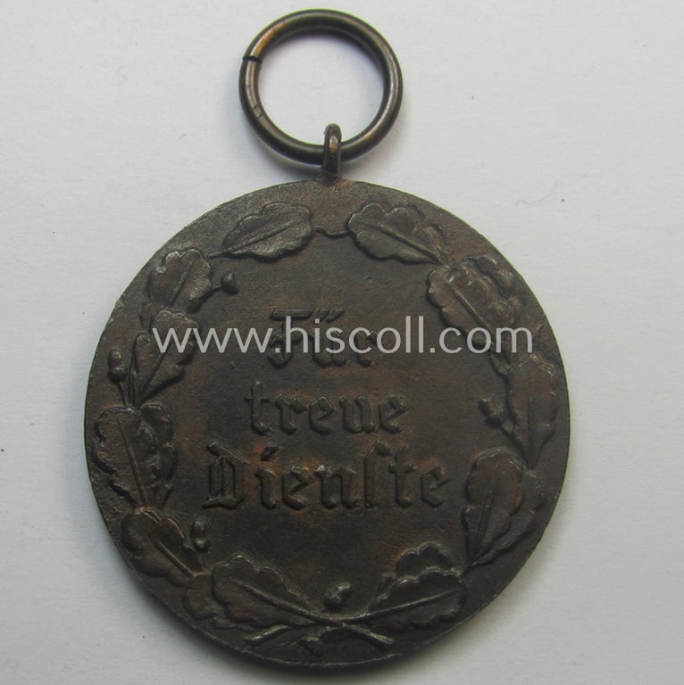 Darkened golden-bronze-toned, typical 'Reichsnährstand'- (ie. 'RNSt.'-) related, (portable) loyal-service award entitled: 'Reichsnährstand - Landesbauernschaft Pommern - Für treue Dienste'