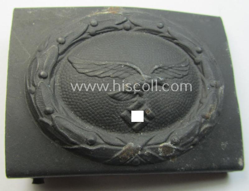 WH (Luftwaffe) blue-coloured- and/or typical steel-based belt-buckle, being a non-maker-marked example