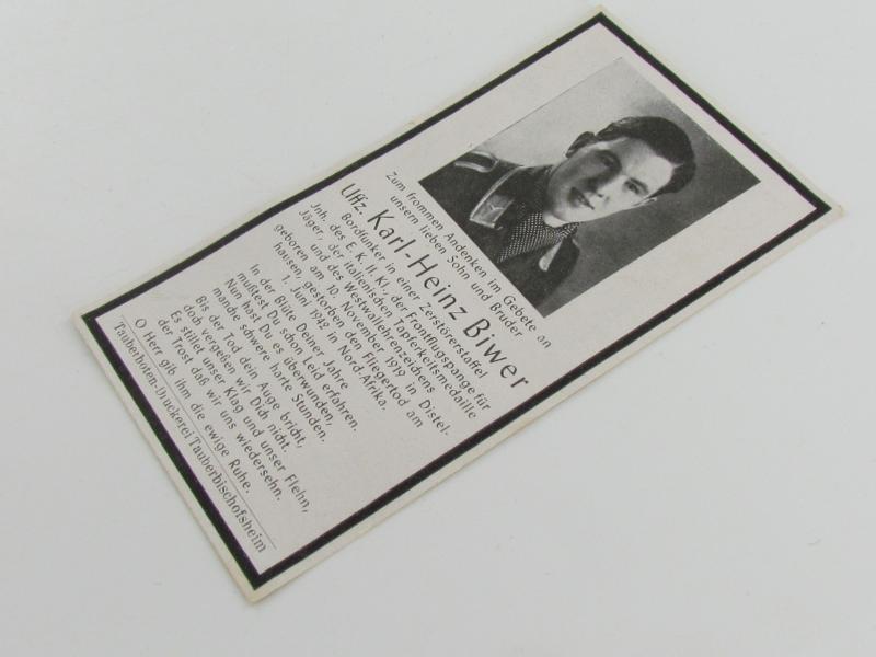 Luftwaffe radio operator Death Card