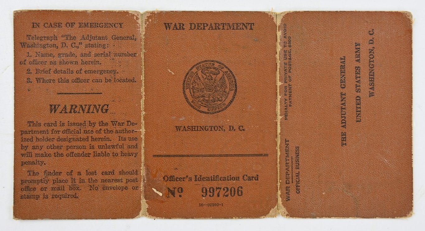 US WW2 Army Enlistement Card