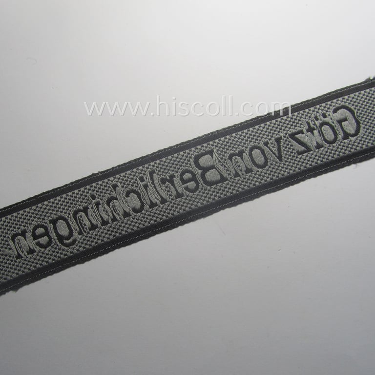 Waffen-SS 1943/44-pattern cuff-title (ie. 'Ärmelstreifen') as executed in typical 'BeVo'-weave-pattern as was intended for a member within the: '17. SS-Panzergrenadier-Division' "Götz von Berlichingen"