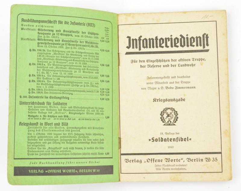 German WH Book 'Soldatenfibel Infantriedienst'