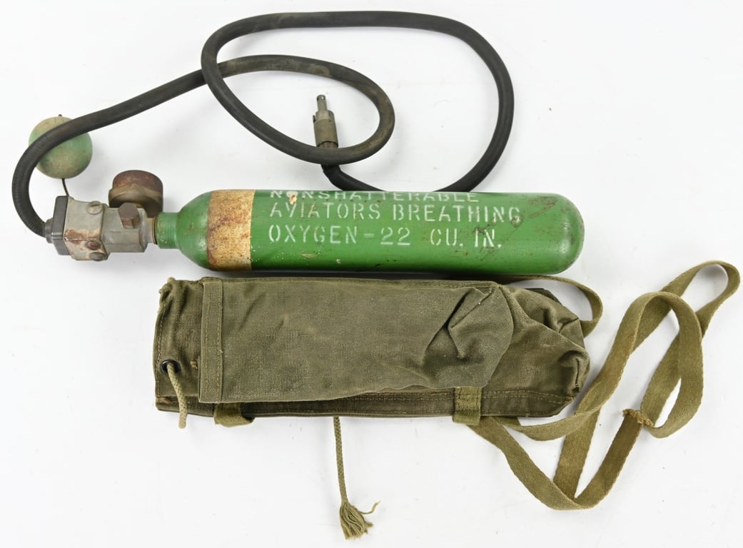 USAAF WW2 H-2 Bailout Oxygen Bottle and carrier