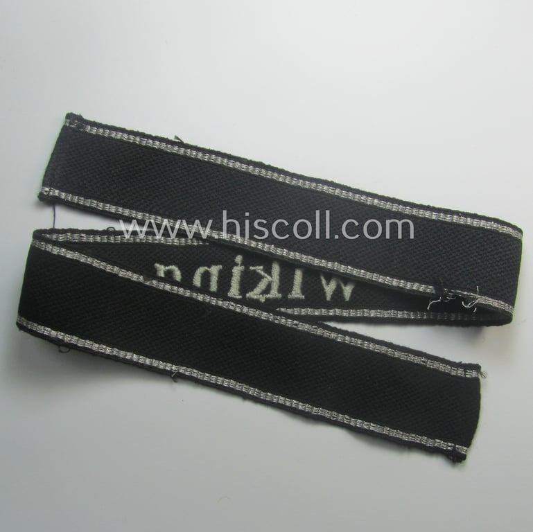 Moderately used- and/or worn Waffen-SS, 'RzM'-pattern, EM- (ie. NCO-) type cuff-title (ie. 'Ärmelstreifen') as was intended for a member of the: 5. SS-Panzer-Division "Wiking"