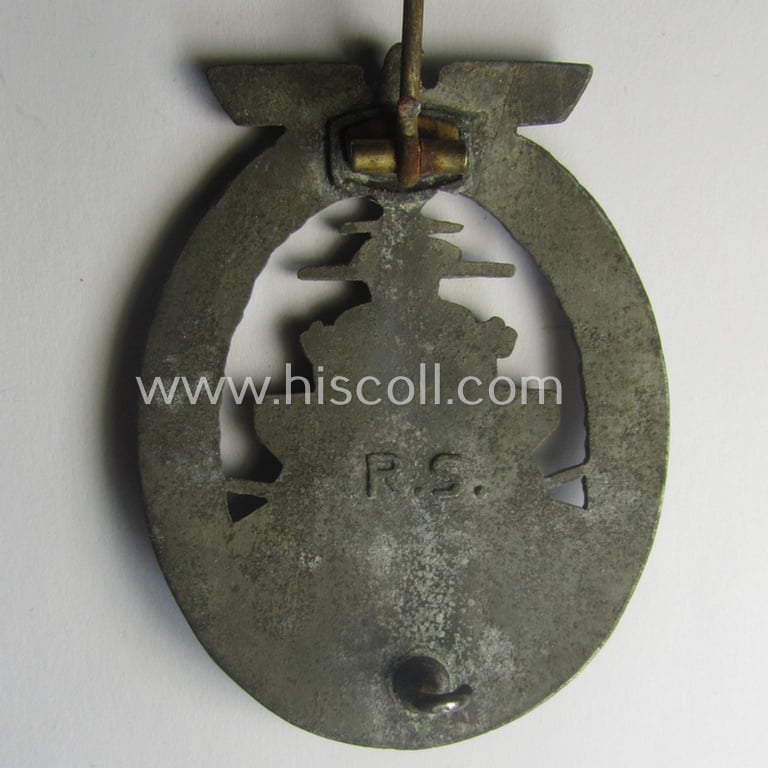 WH (Kriegsmarine) so-called: 'Flottenkriegsabzeichen' (or: high-sea fleet badge) being a maker- (ie. 'RS'-) marked example as was produced by the: 'Rudolf Souval'-company