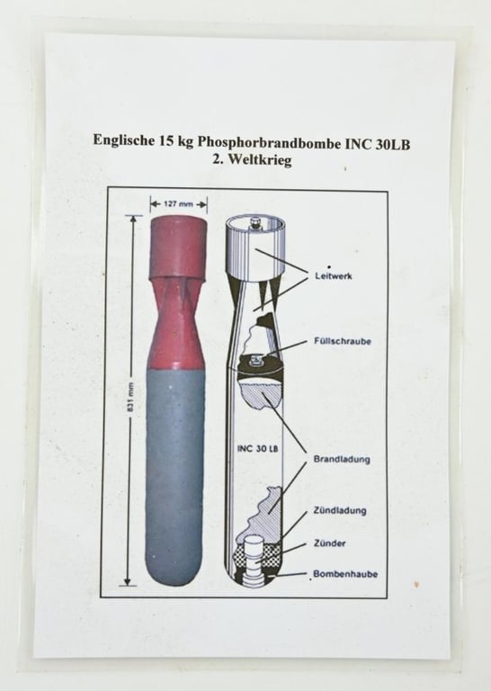 British WW2 Exploded Phosphor Bomb INC 30Lb