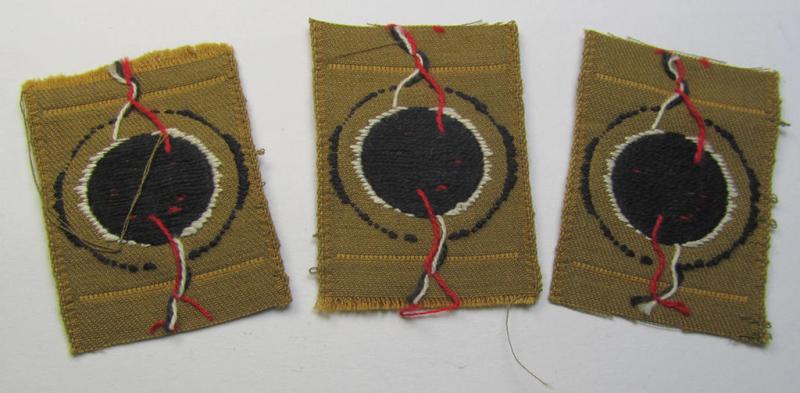 Superb - and very rarely encountered! - replacement-piece: a WH (Heeres) 'tropical-issued' cocarde (of the first pattern!) as was used on the tropical side- (and/or 'M41'-type) caps as executed in neat 'BeVo'-weave pattern