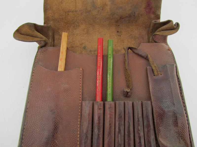 German Brown Leather Map Case with insert