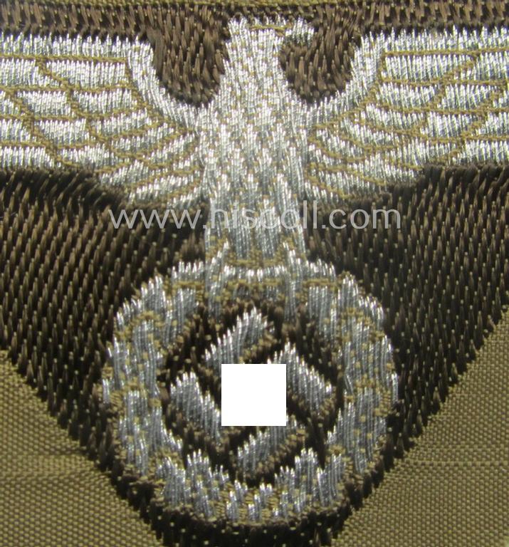 SA-related cap-eagle as was intended for the: 'Lagermütze' (ie. side-cap) being an example as woven on a typical brownish-coloured background and as such intended for generic 'SA'-usage