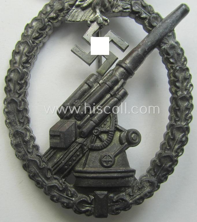 Later-war-period, 'Feinzink'-based example of a WH (Luftwaffe) 'Flakkampfabzeichen' (as was produced by a to date unknown maker)