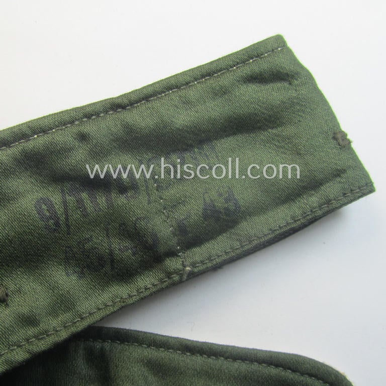 WH (Heeres o. Waffen-SS) greenish-coloured- and/or 'standard-issue'-pattern so-called: 'Kragenbinde' (or: uniform inner-collar) being a regular-issued- (and size- ie. maker- or 'RbN.'-marked marked!) example
