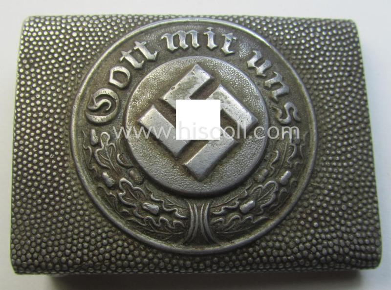 Police- (ie. 'Polizei') 'standard-issue'-pattern, silver-toned- and aluminium-based belt-buckle