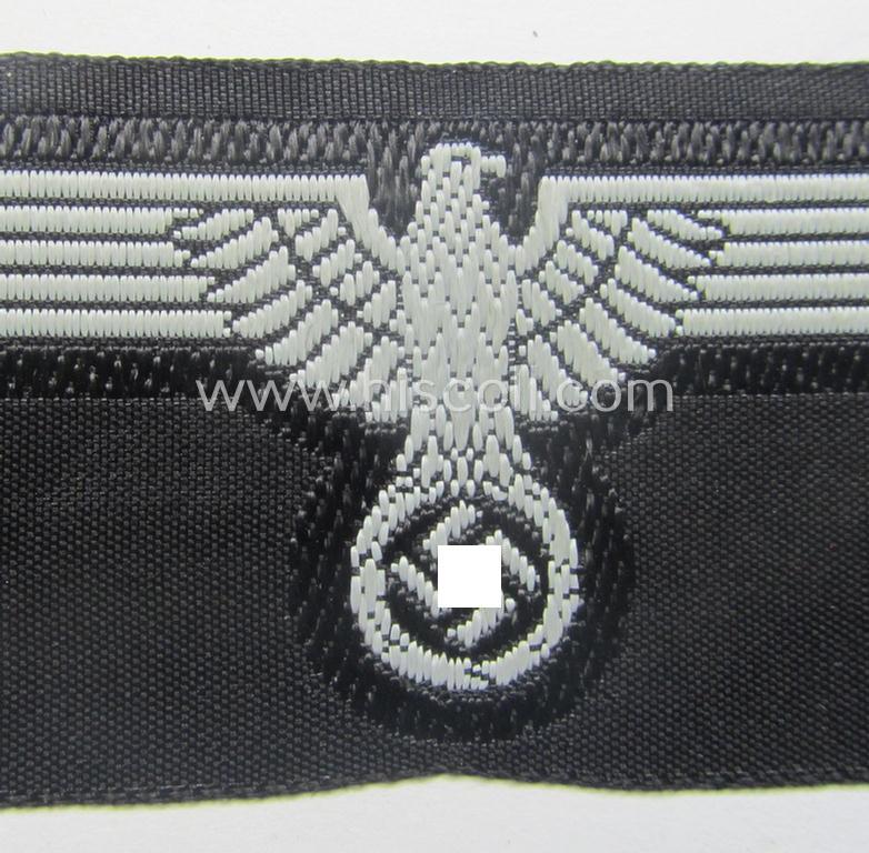 Mid- (ie. later-) war-pattern 'Waffen-SS'-type so-called: 'BeVo'-pattern, EM- (ie. NCO-) type side-cap eagle that comes in a never used- (ie. unconfectioned and 'virtually mint- ie. unissued'-), condition
