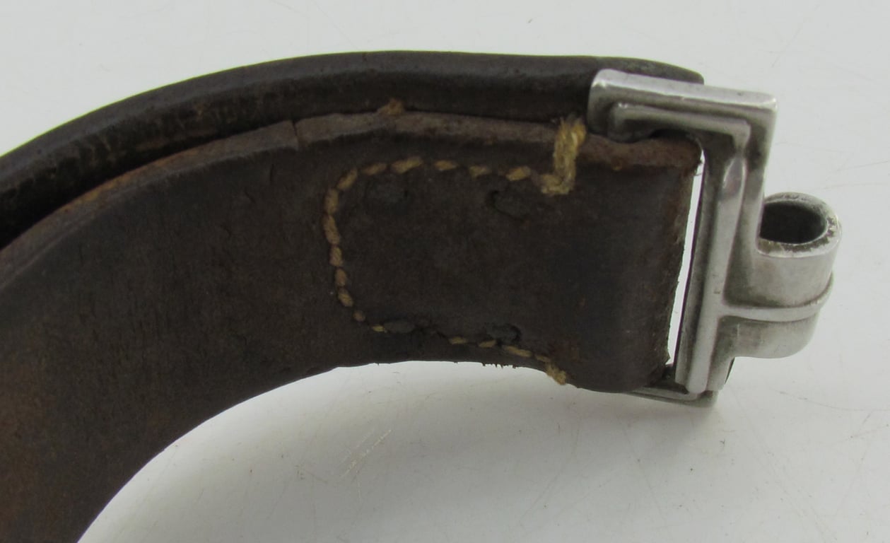Early Wehrmacht leather equipment belt with aluminum hook (O&C)