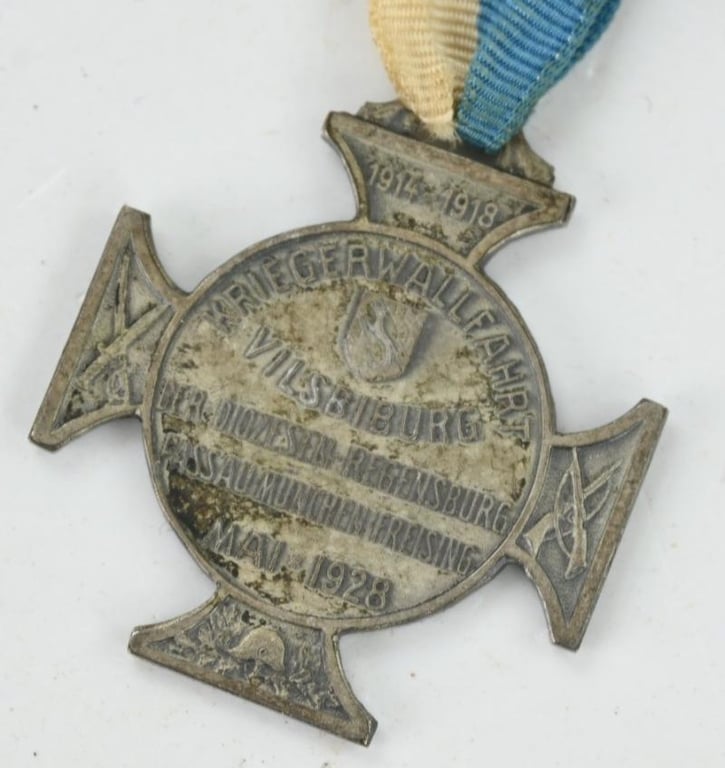 German WW1 Veteran Medal 'Kriegerverein Vilsbiburg, Kriegswallfahrt 1928'