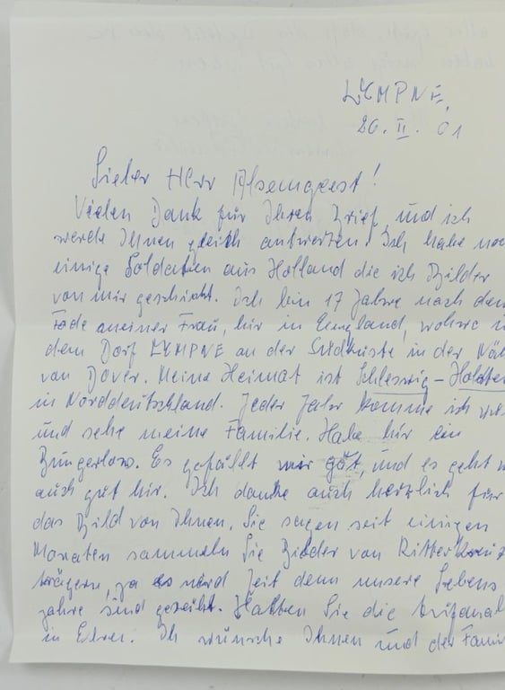Signature of Wehrmacht Heer KC Recipient 'Adolf Schmahl'