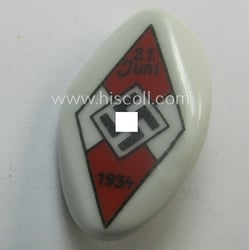 Commemorative (and earthenware-based!), HJ (ie. 'Hitlerjugend') lapel-pin (ie.:...