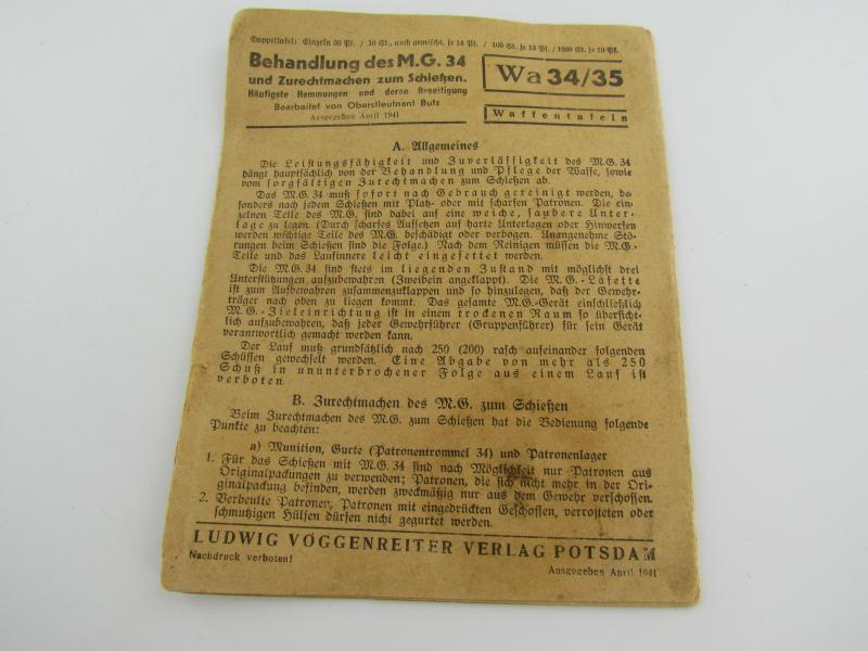 Das MG34 (3x Waffentafel MG34)