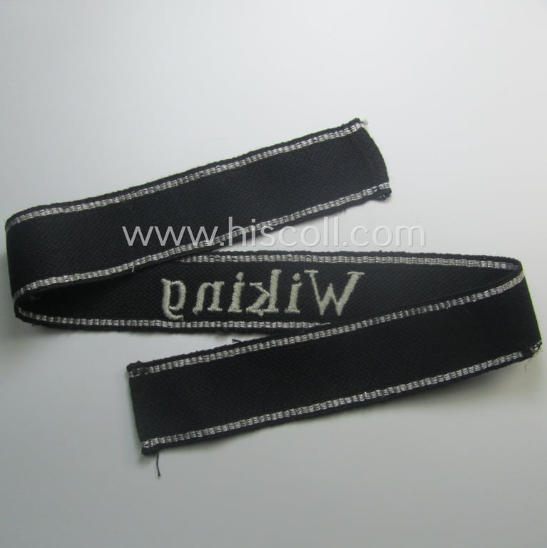 Moderately used- and/or worn Waffen-SS, 'RzM'-pattern, EM- (ie. NCO-) type cuff-title (ie. 'Ärmelstreifen') as was intended for a member of the: 5. SS-Panzer-Division "Wiking"