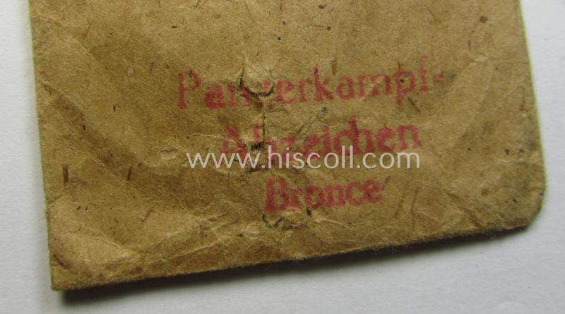 WH (Heeres- ie. Waffen-SS), typical 'Zellstoff'-based (and 'LDO'-marked!) medal-pouch as was intended for a: 'Panzerkampf-Abzeichen in Bronce' (or: bronze-class PAB)