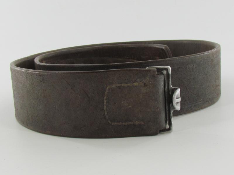 Early Wehrmacht leather equipment belt with aluminum hook (AG)