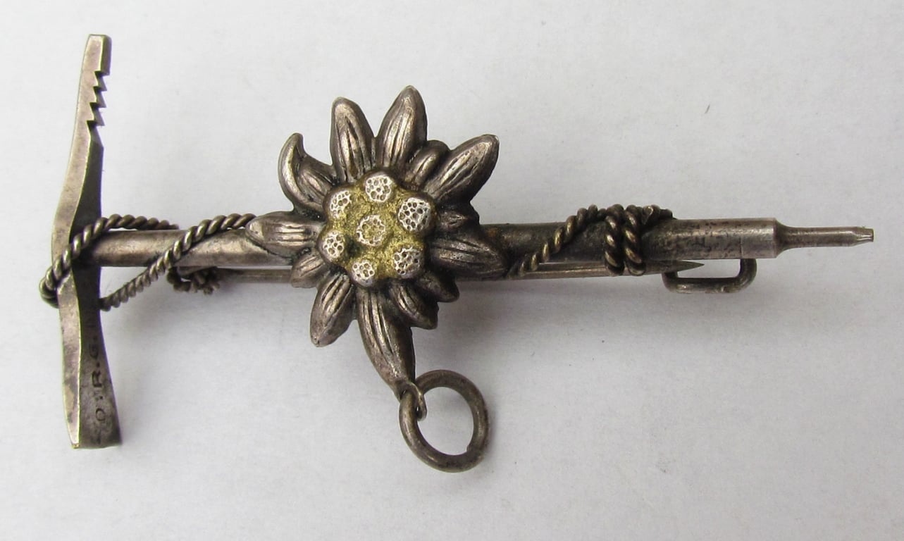 German Alpine Edelweiss Stickpin – Silver 800 – DRGM Registered – c.1930s