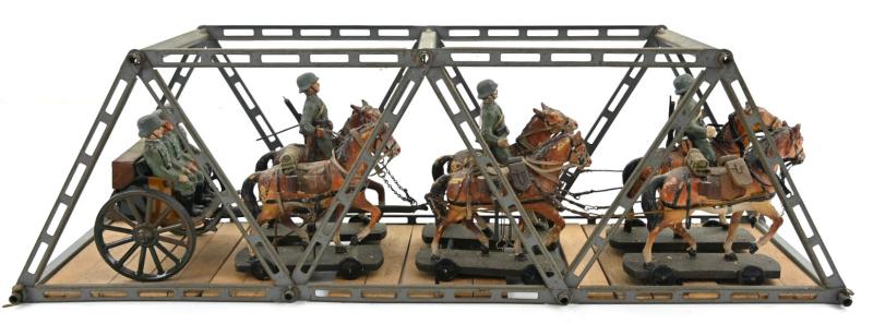 German WH Elastolin Horse Drawn Wagon with bridge