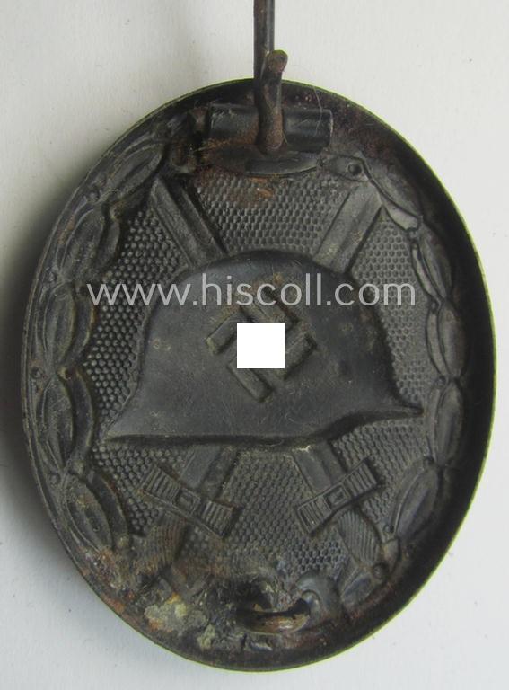 Moderately used- and/or worn black-class wound-badge (or: 'Verwundeten-Abzeichen in Schwarz') being a typical non-maker-marked example