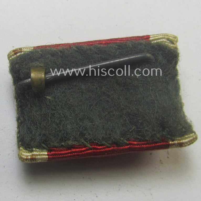 Very unusual - and rarely found! - single-pieced, WH (ie. WWII-period) ribbon-bar (ie. 'Feld- o. Bandspange') showing a miniature: 'DRK-Ehrenzeichen des 3. Modell' (or: German Red Cross ie. 'Deutsches Rotes Kreuz' honorary-award of the third model)