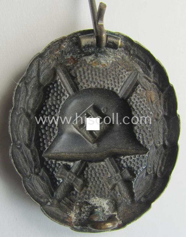 Early-pattern black-class wound-badge (ie.: 'Verwundeten Abzeichen in Schwarz') being a detailed so-called: 'Spanish Civil-War'-version