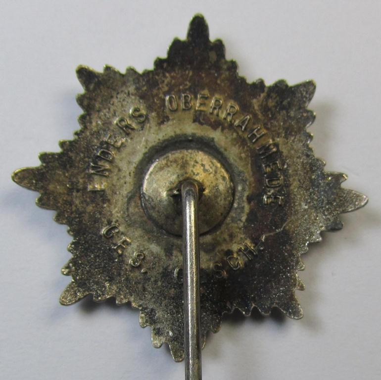 Semi-enamelled RLB- (ie. 'Reichluftschützbund') 'Zivilabzeichen' or: civil-attire badge (of the first pattern) that is neatly maker- (ie. 'Enders u. Oberrahmede'-) marked and bearing a patent-pending- (ie. 'Ges.Gesch.'-) marking on its back