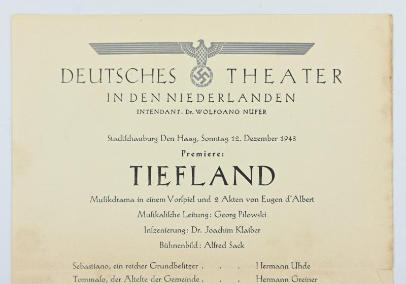 German Third Reich Era Theather Program 'Niederlanden'