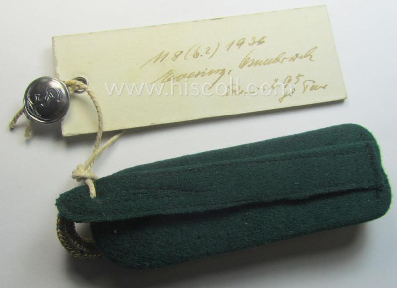 Interesting - and possible unique! - single, TR-period (ie. 1936-dated) 'Schutzenverein'-related shoulderboard being a so-called: 'Müsterstück o. Hausmuster' by the company: 'Thiele & Steinert A.G.'